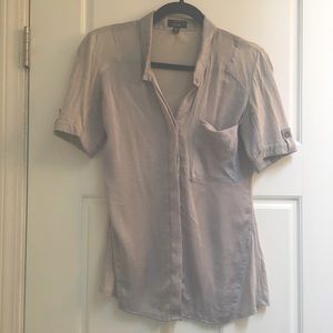 Jacob mixed media silver/grey tunic shirt button-up top